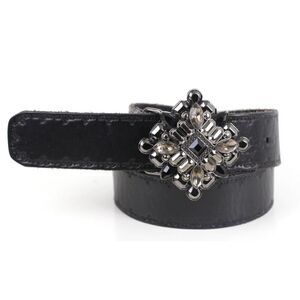 Fossil BLACK GENUINE LEATHER 1 3/8"Wd DRESS CASUAL WOMEN'S BELT Sz S (F2